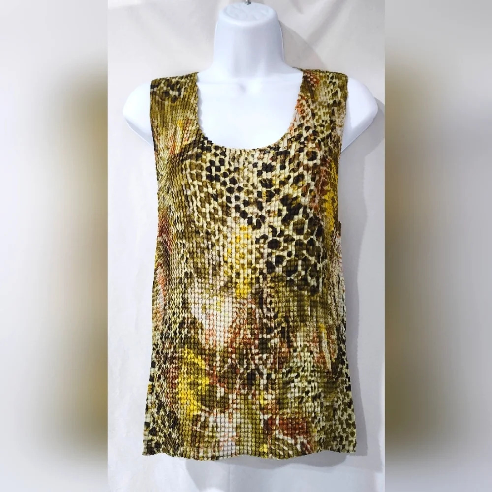 Nicola Womens Crinkle Top Size XL Green Animal Print Scrunch Mobwife 90s‎ Y2K